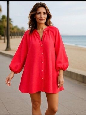 Lilly Pulitzer Hot Pink Button Front Swim Coverup
